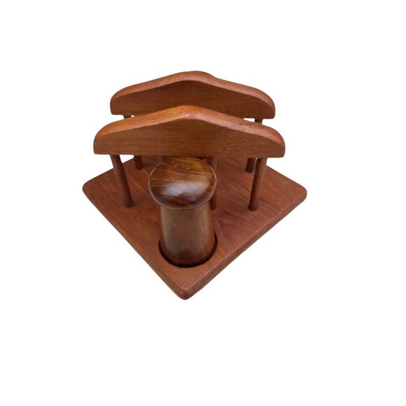 Vintage Gailstyn-Sutton Teak Wood Salt & Pepper Shakers &Napkin Holder - Picture 6 of 15